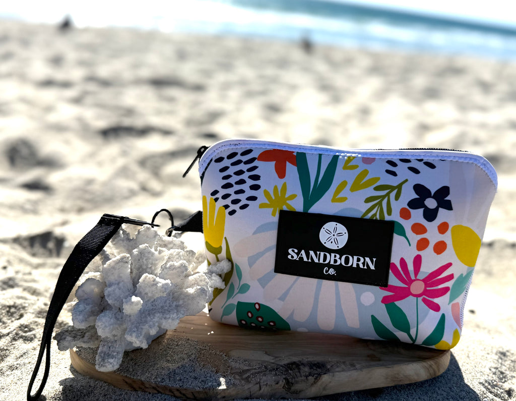 Petal & Bloom Neoprene Bikini Bag Water Resistant Beach Pouch