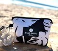 Black Palm  Monstera - Neoprene Bikini Bag Water Resistant Beach Travel Pouch