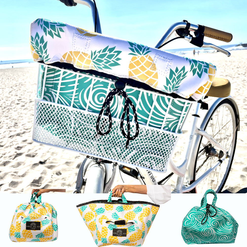 Bike Basket Liner Beach Bag travel tote - All in ONE bag  Neoprene Water Resistant