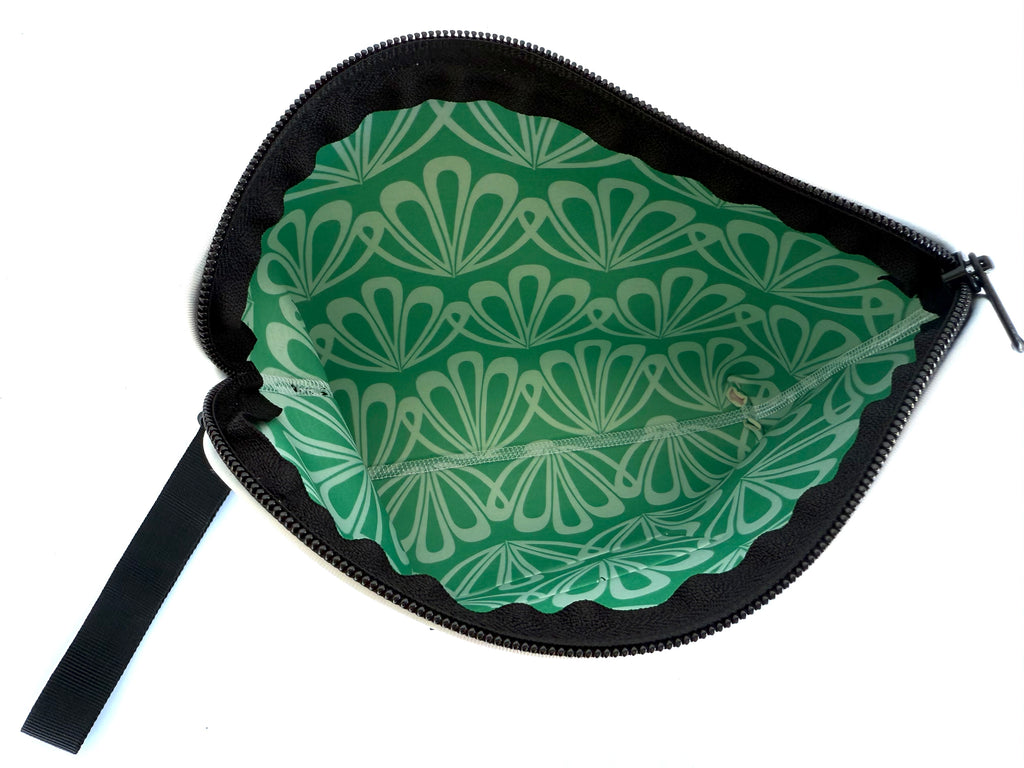 Pink Palm- Neoprene Water Resistant Zipper Pouch